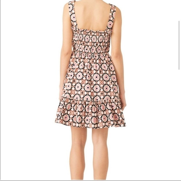 NWOT KATE SPADE geometric shirred pink and brown sundress - Picture 2 of 8